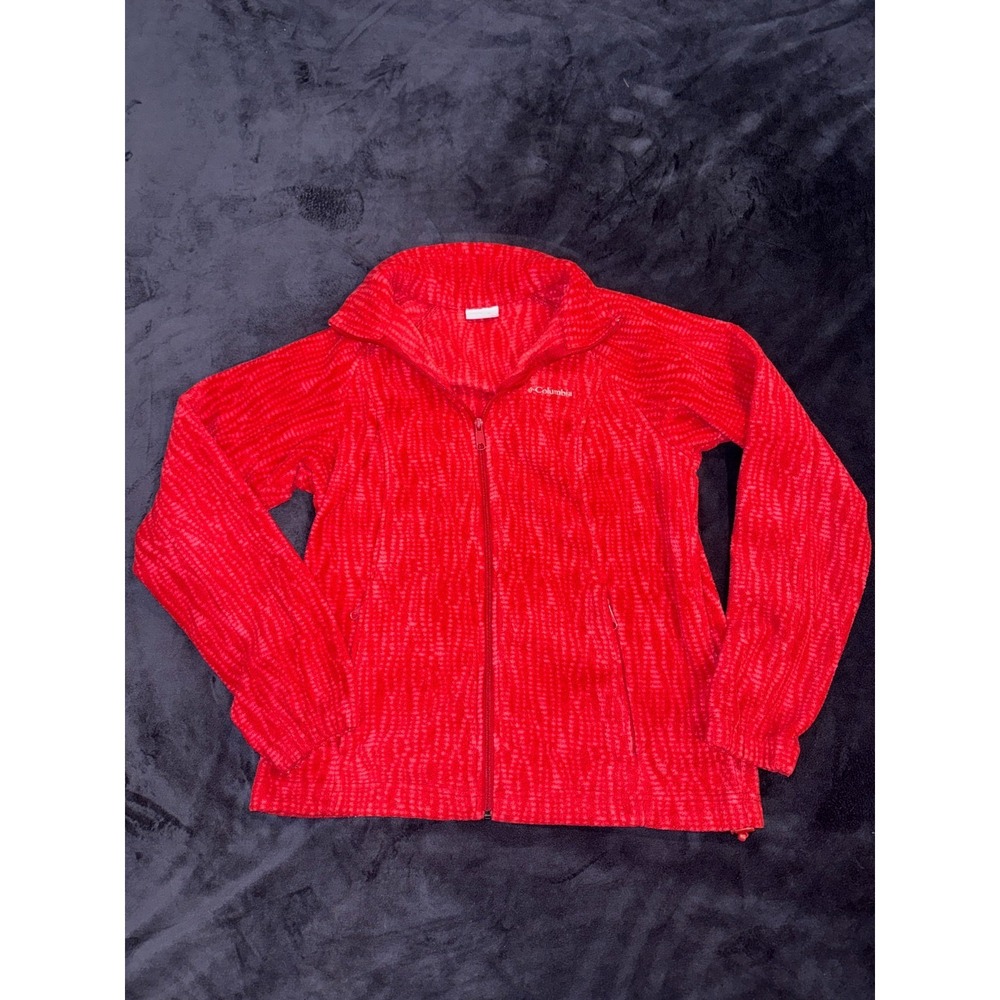 Columbia Red Fleece Jacket Full Zip Outdoor Warm Coat Size Women's Med